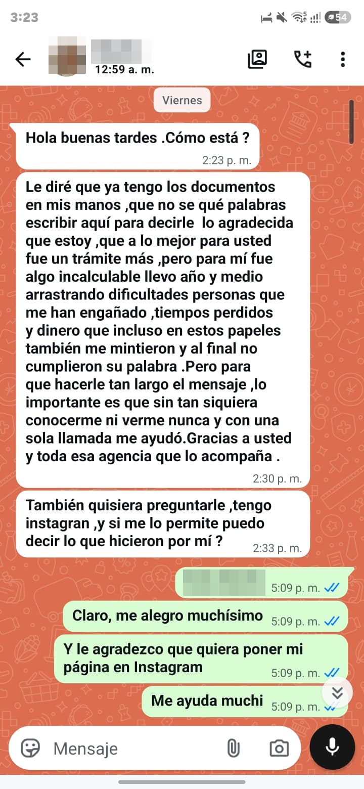 Mensaje de cliente