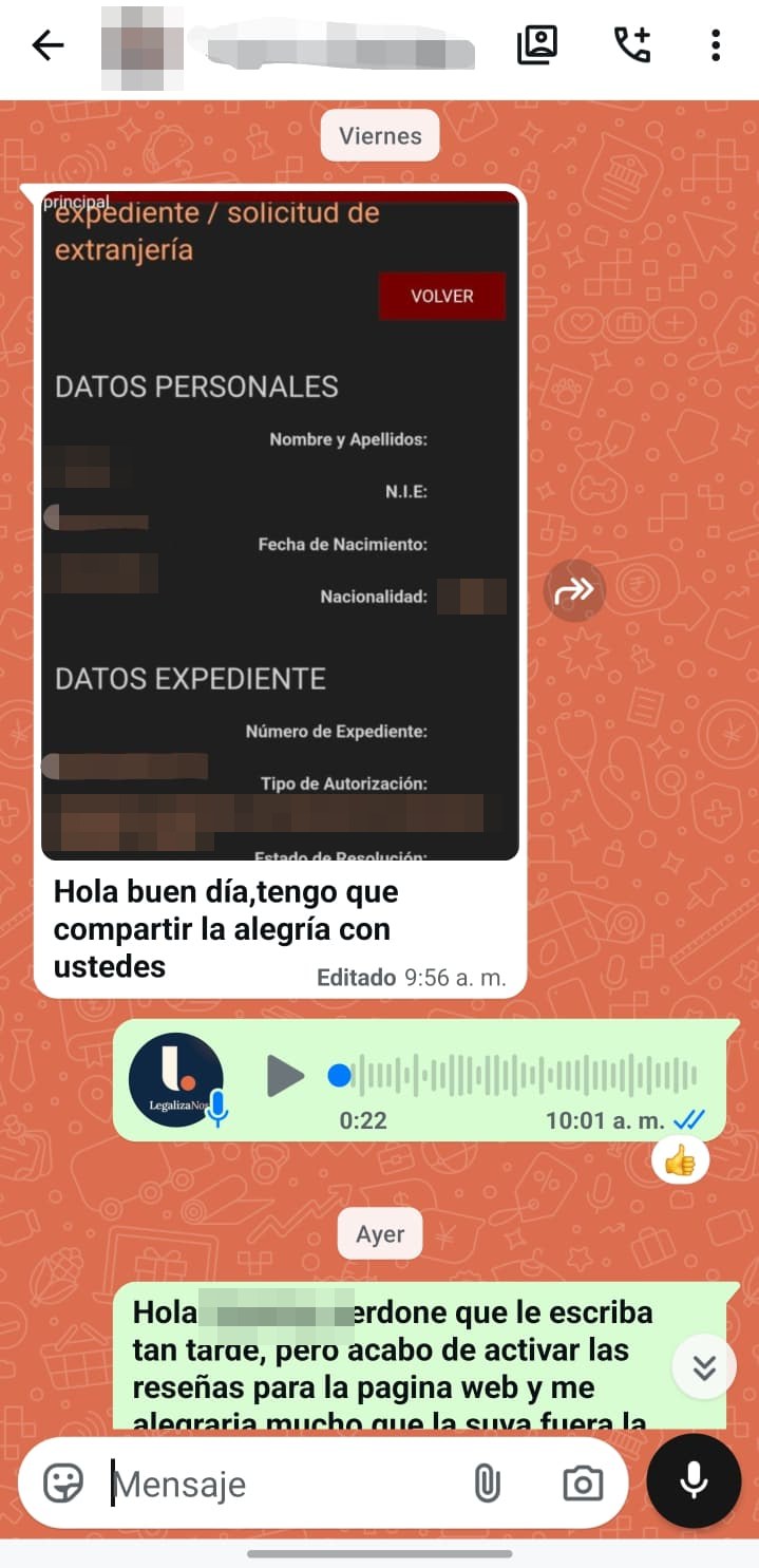 Mensaje de cliente